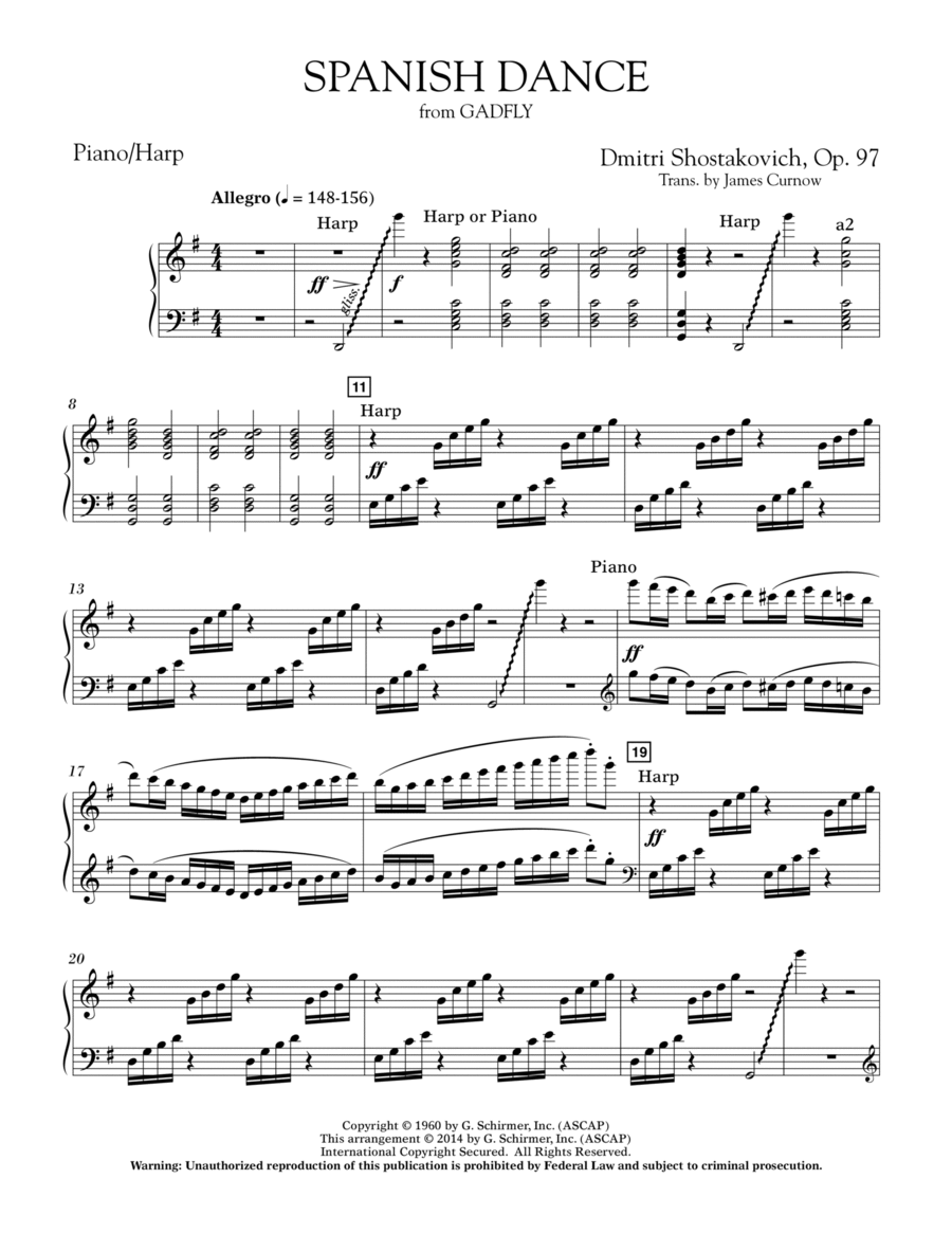 Spanish Dance (from The Gadfly) - Piano/Harp