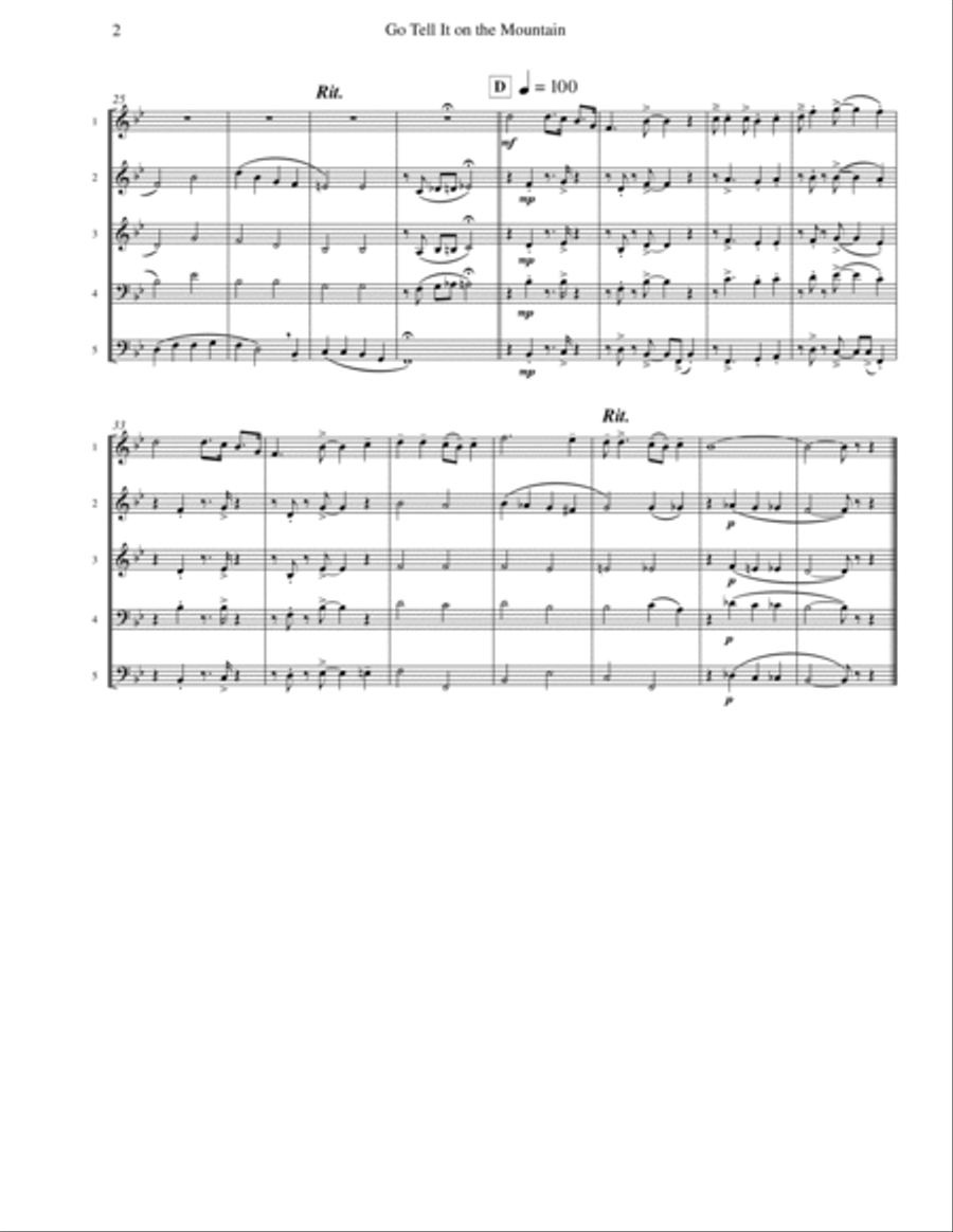 Go Tell It on the Mountain (Brass Choir) Brass Ensemble scores gallery preview page 3
