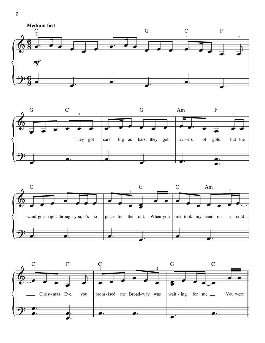 Fairytale Of New York Easy Piano scores gallery preview page 2