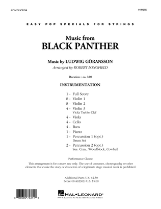 Book cover for Music from Black Panther (arr. Robert Longfield) - Conductor Score (Full Score)