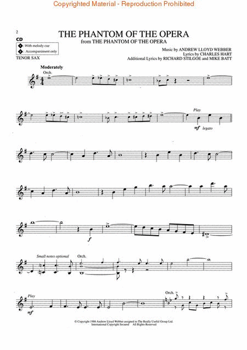 Andrew Lloyd Webber Classics - Tenor Sax