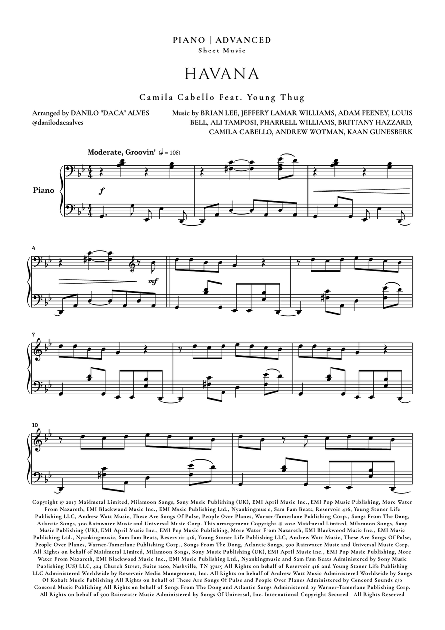 Havana Piano Solo scores gallery preview page 1
