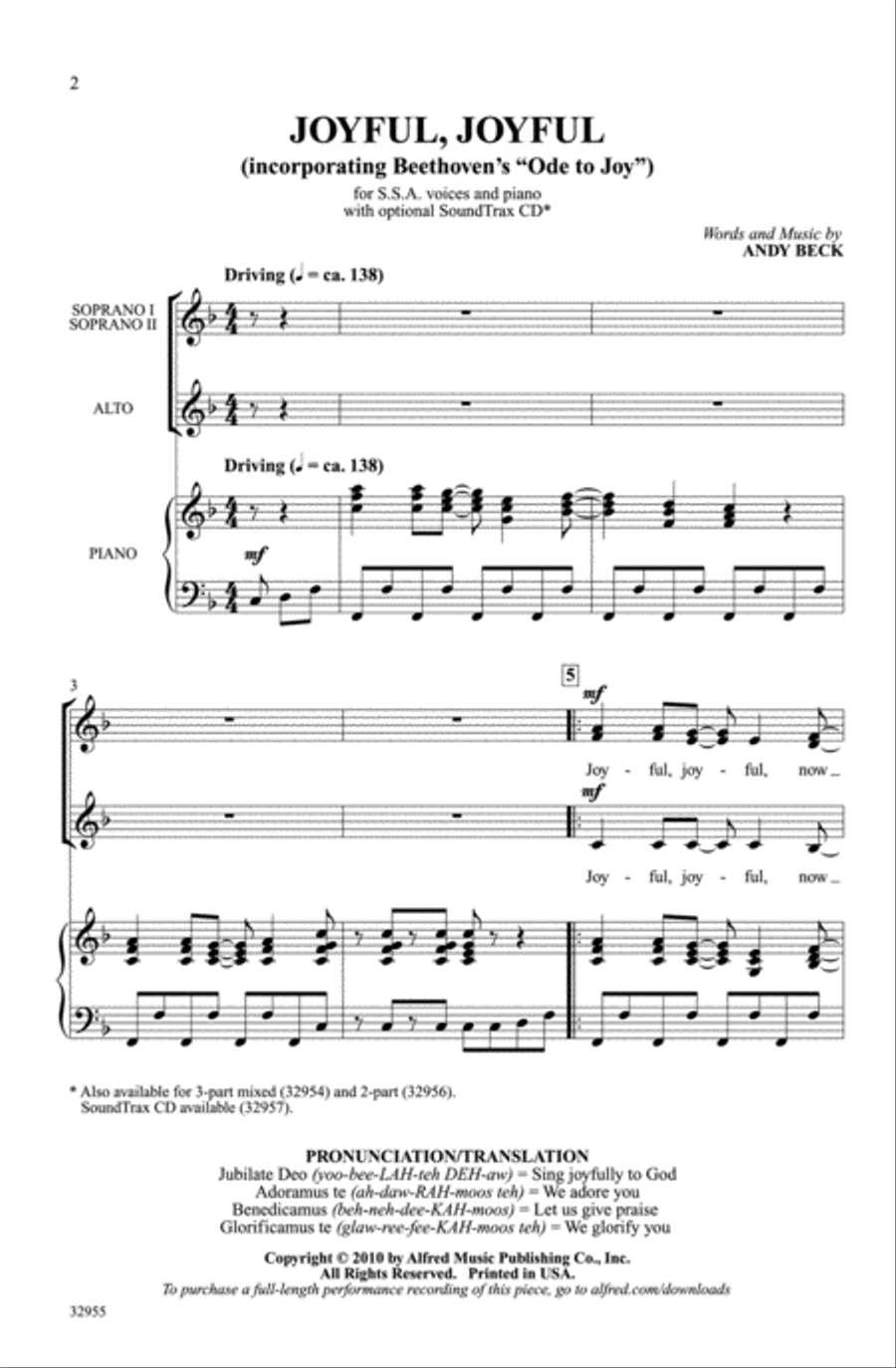 Joyful, Joyful (incorporating Beethoven's Ode to Joy) Women's Choir scores gallery preview page 2