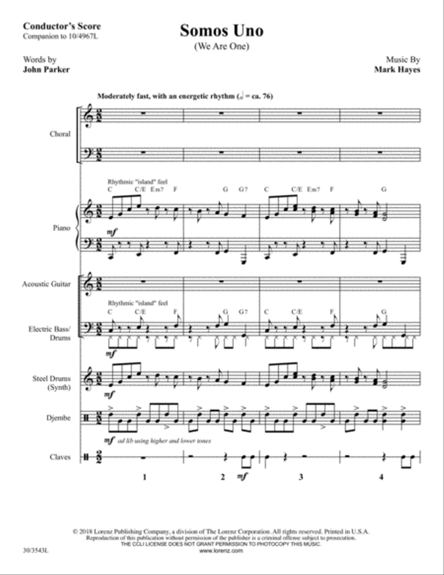 Somos Uno - Instrumental Ensemble Score and Parts Choir scores gallery preview page 3