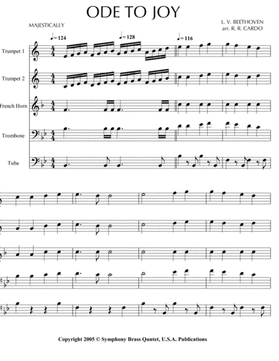 Ode to Joy (from Church Music for Brass Quintet) image number null