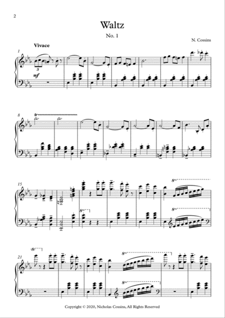 Waltz No. 1 - N. Cossins (Original Piano Composition) Piano Method scores gallery preview page 2