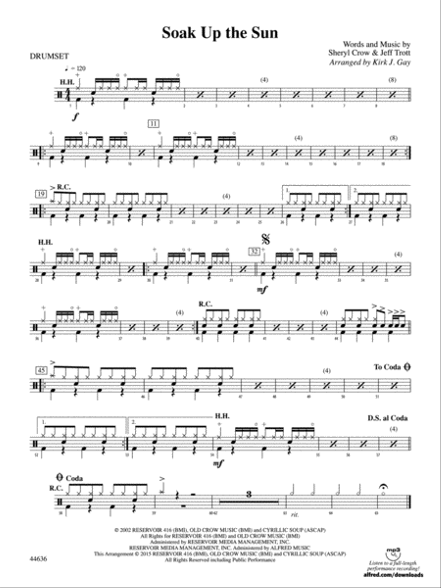 Soak Up the Sun: Drums Soak Up the Sun: Drums Drums scores gallery preview page 1