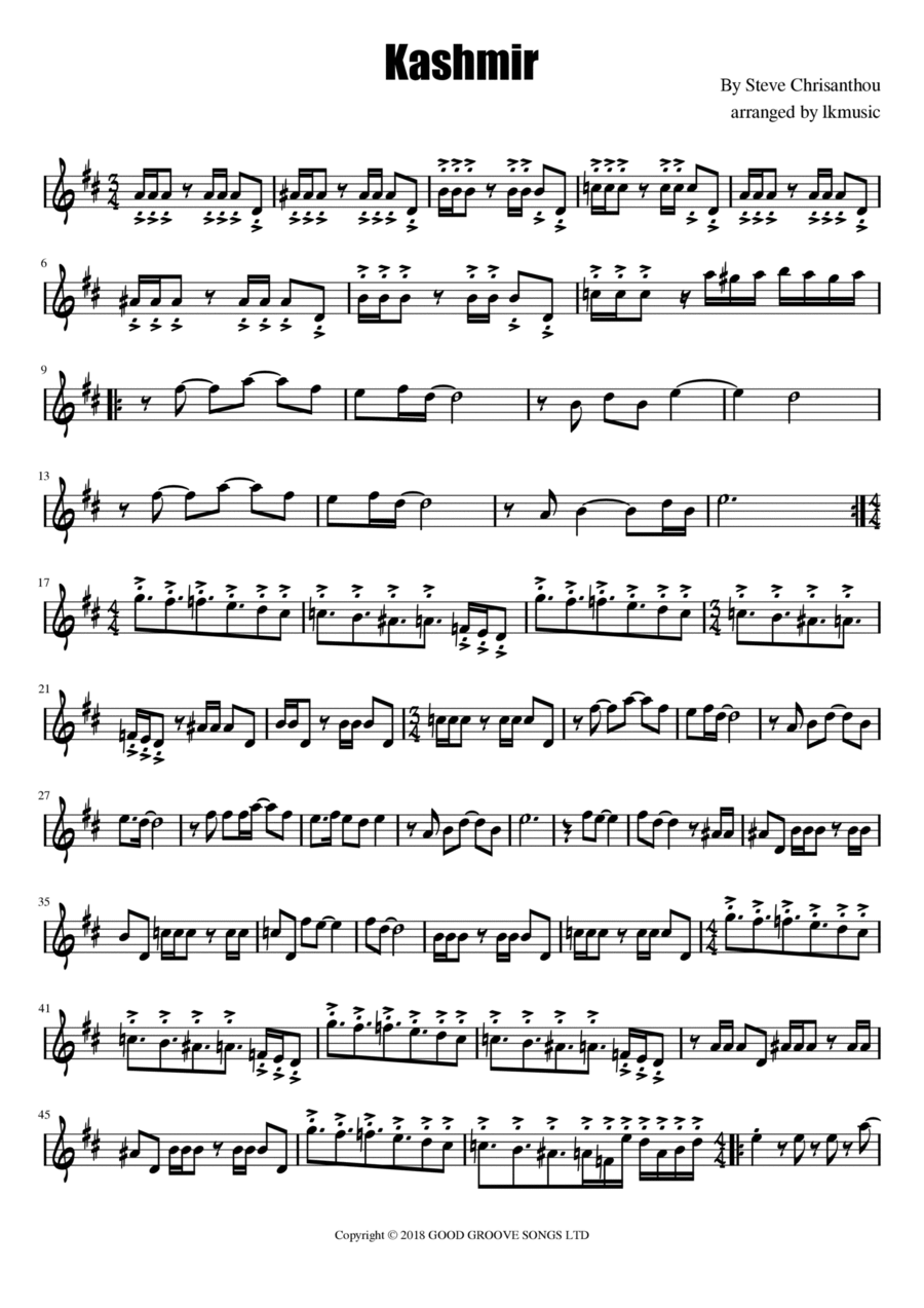 Kashmir Kashmir Violin Solo scores gallery preview page 1