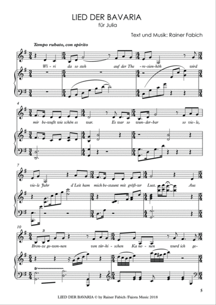LIED DER BAVARIA - Song of Bavaria for Soprano and Piano Soprano Voice scores gallery preview page 6