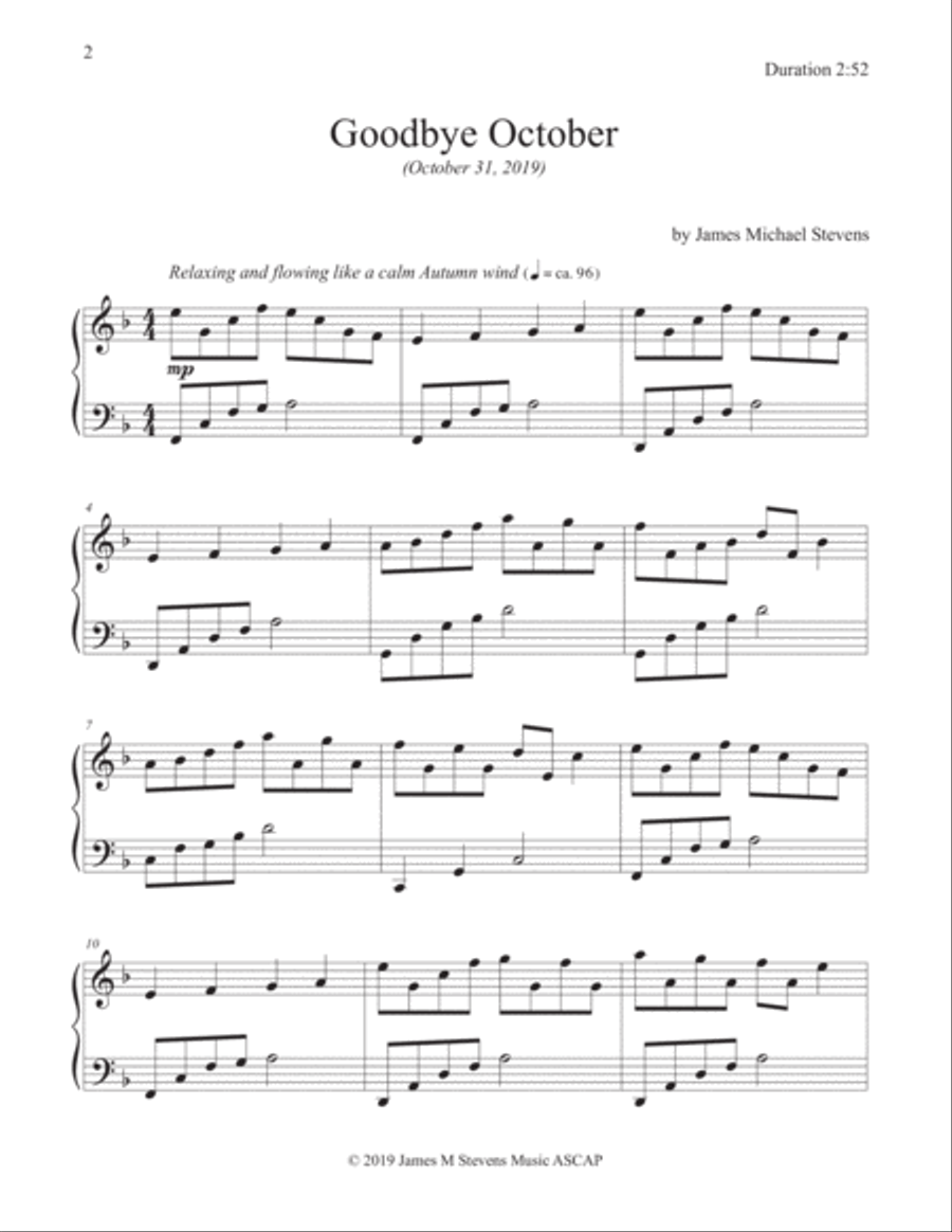 Goodbye October - Piano Solo Piano Solo scores gallery preview page 2