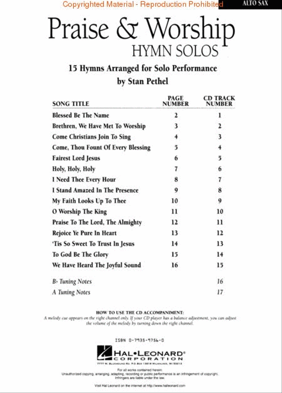 Praise & Worship Hymn Solos Alto Saxophone scores gallery preview page 2
