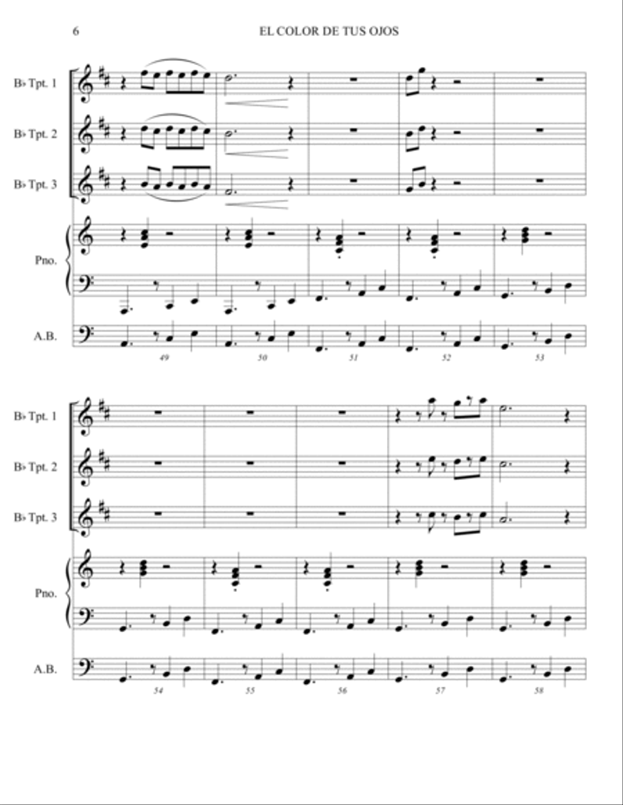 EL COLOR DE TUS OJOS Jazz Ensemble scores gallery preview page 6