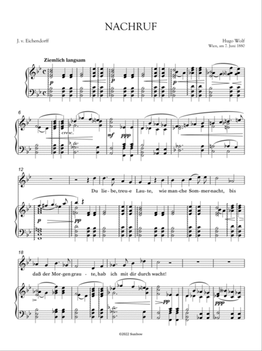 Wolf: Nachruf (transposed to B flat major) Voice scores gallery preview page 2