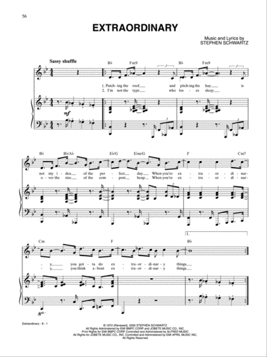 Extraordinary (from Pippin) Piano, Vocal, Guitar scores gallery preview page 1