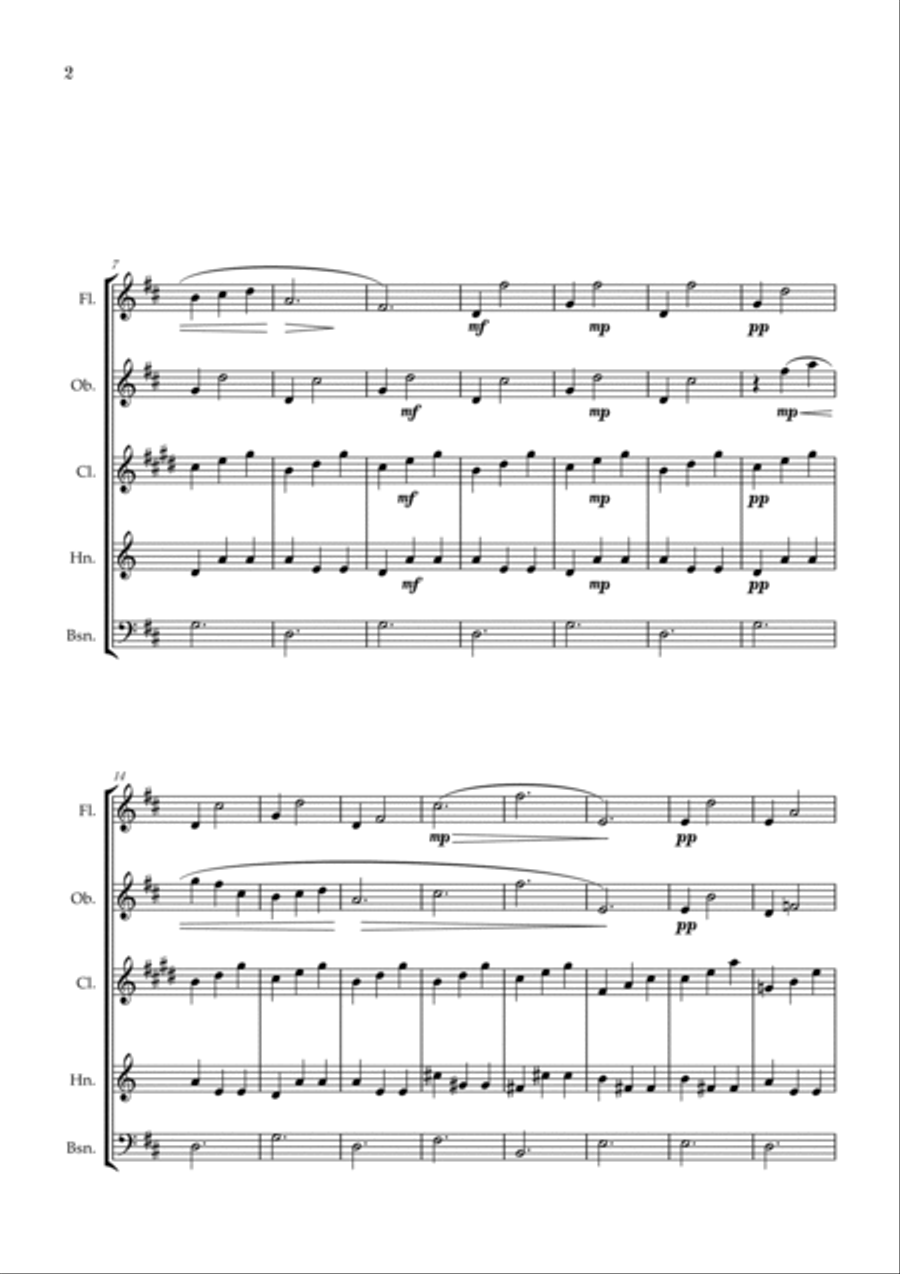 Gymnopédie no 1 | Woodwind Quintet | Original Key |Easy intermediate Woodwind Quintet scores gallery preview page 2