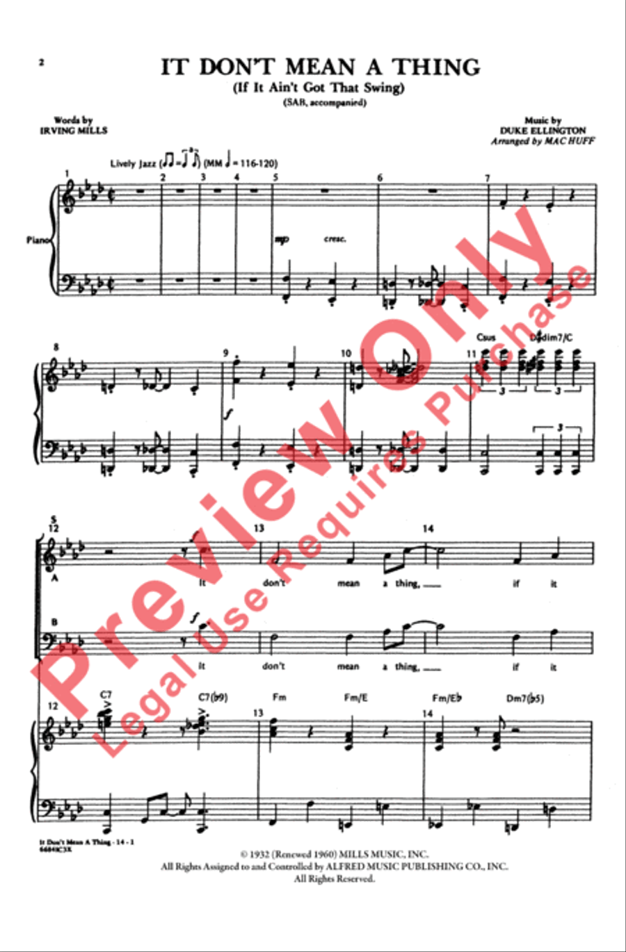 It Don't Mean a Thing (If It Ain't Got That Swing) 3-Part scores gallery preview page 2