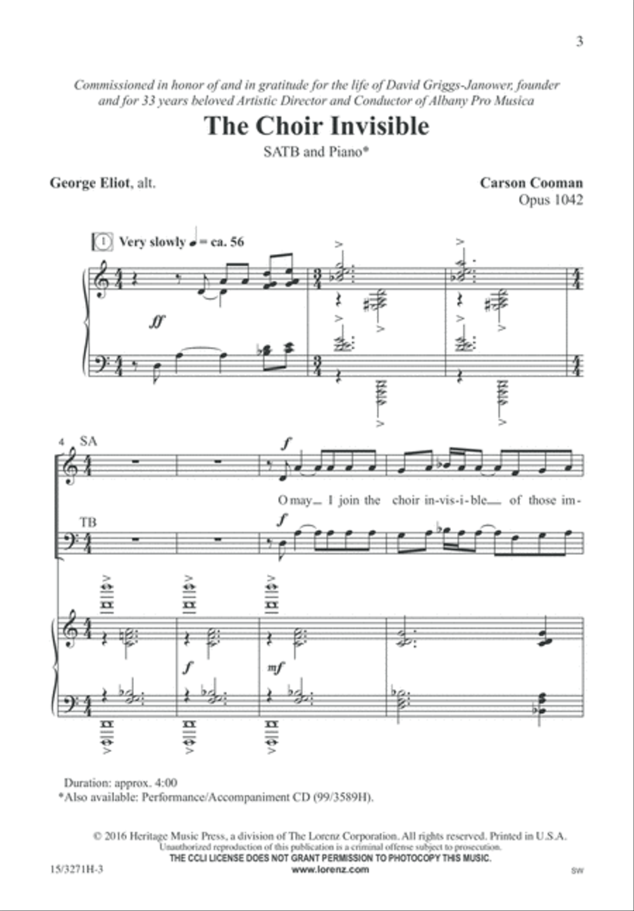 The Choir Invisible 4-Part scores gallery preview page 3