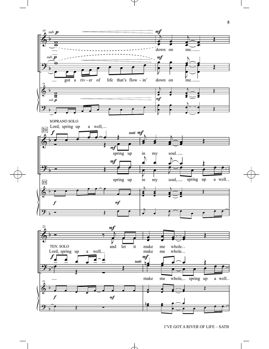 I've Got A River Of Life (arr. Heather Sorenson) 4-Part scores gallery preview page 4