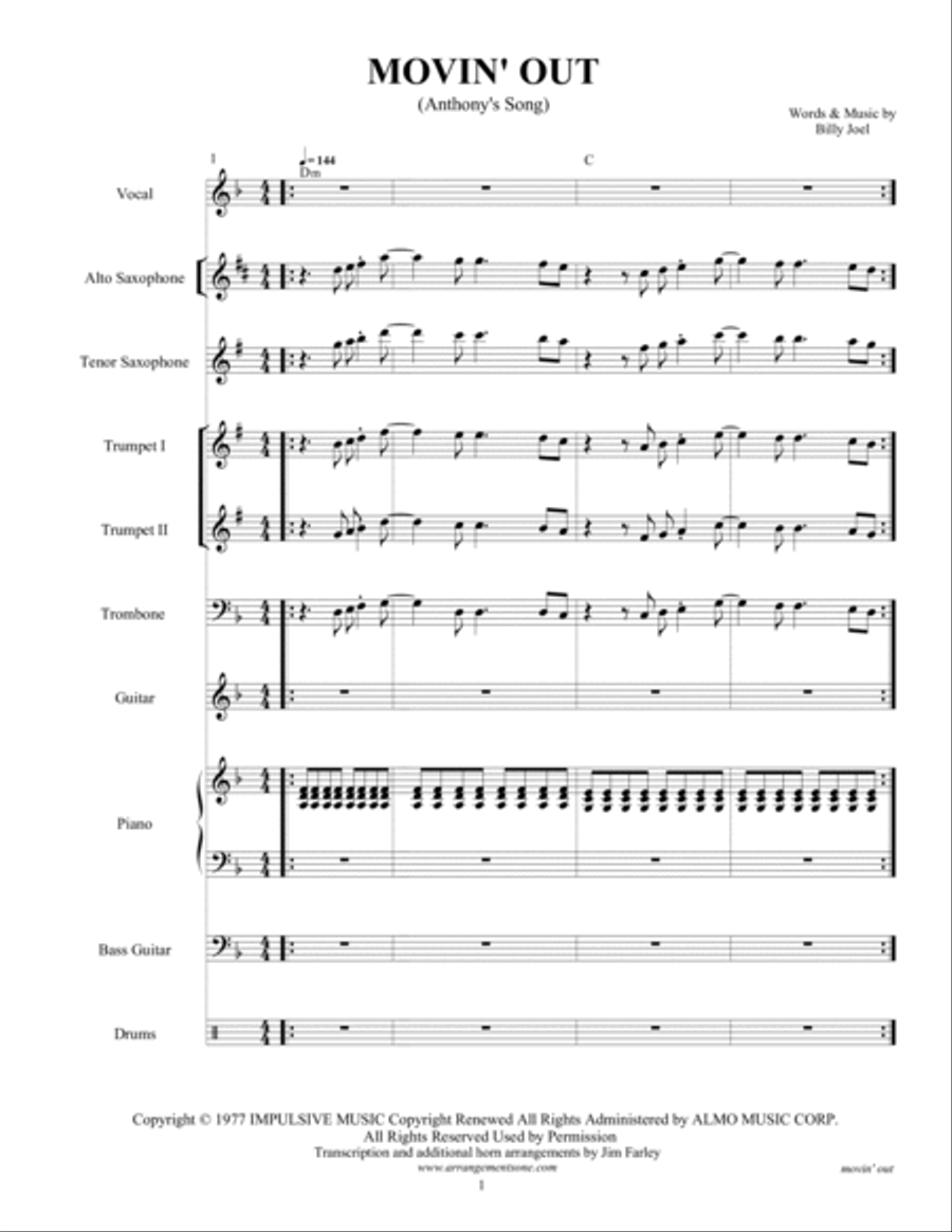 Movin' Out (anthony's Song) Large Ensemble scores gallery preview page 3