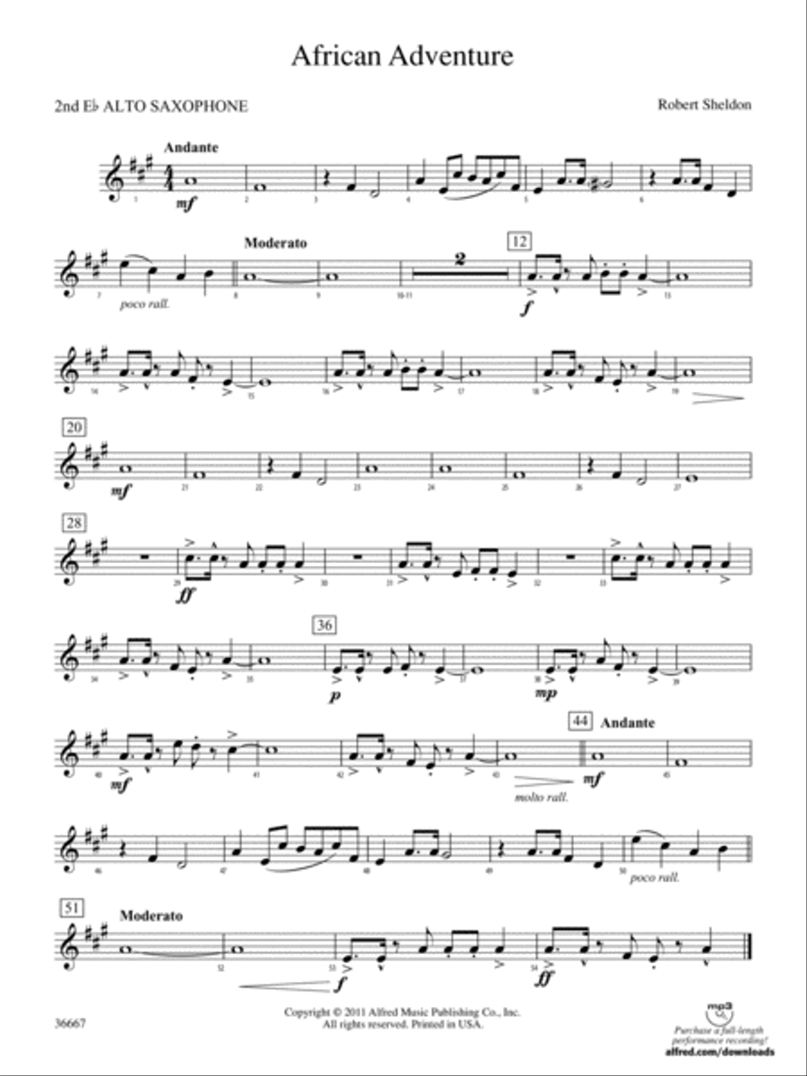 African Adventure: 2nd E-flat Alto Saxophone Concert Band scores gallery preview page 1