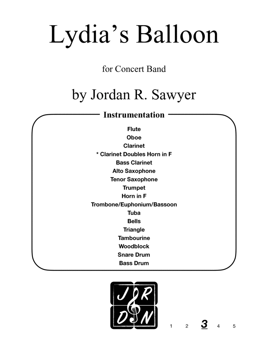 Lydia's Balloon Lydia's Balloon Concert Band scores gallery preview page 1