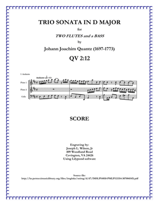 Quantz Trio Sonata in D Major QV 2:12