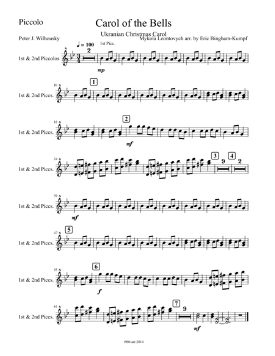 Carol of the Bells Concert Band scores gallery preview page 5
