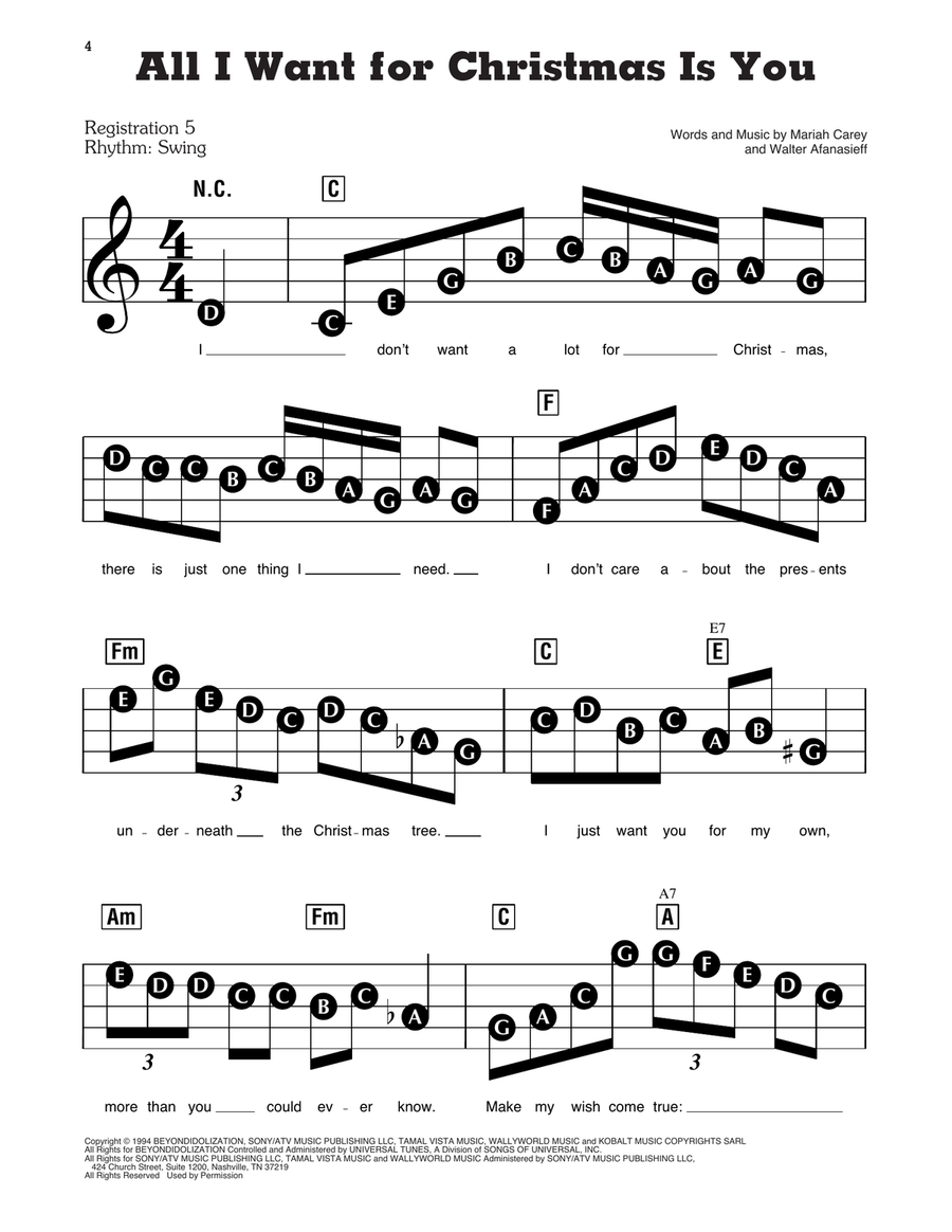 All I Want For Christmas Is You Electronic Keyboard scores gallery preview page 1