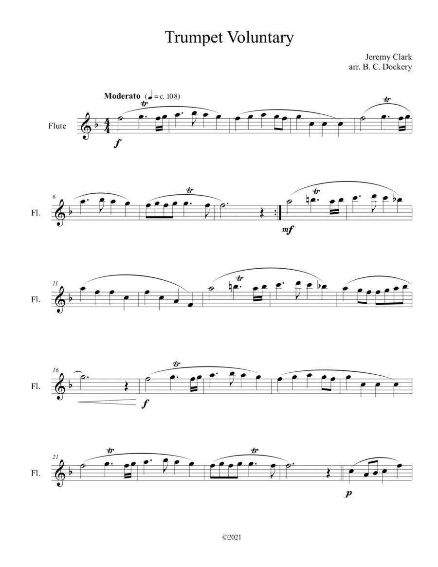 Trumpet Voluntary (Flute Solo) Flute Solo scores gallery preview page 1
