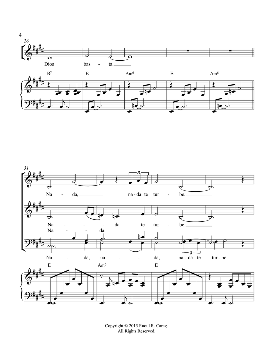 Nada Te Turbe (Let Nothing Disturb You) 4-Part scores gallery preview page 4