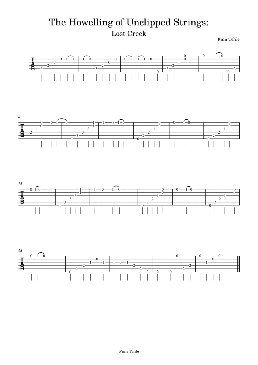 The Howelling of Unclipped Strings: Lost Creek Acoustic Guitar scores gallery preview page 1