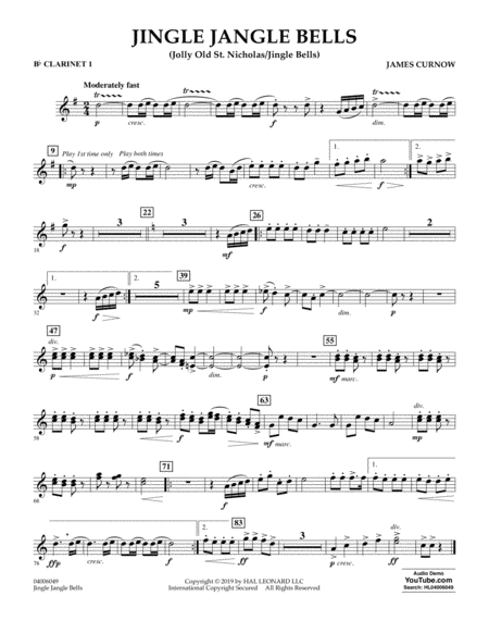 Jingle Jangle Bells (Jolly Old St. Nicholas/Jingle Bells) - Bb Clarinet 1