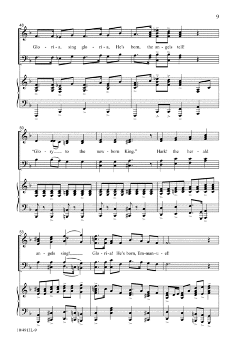 Gloria! He's Born, Emmanuel! 4-Part scores gallery preview page 9
