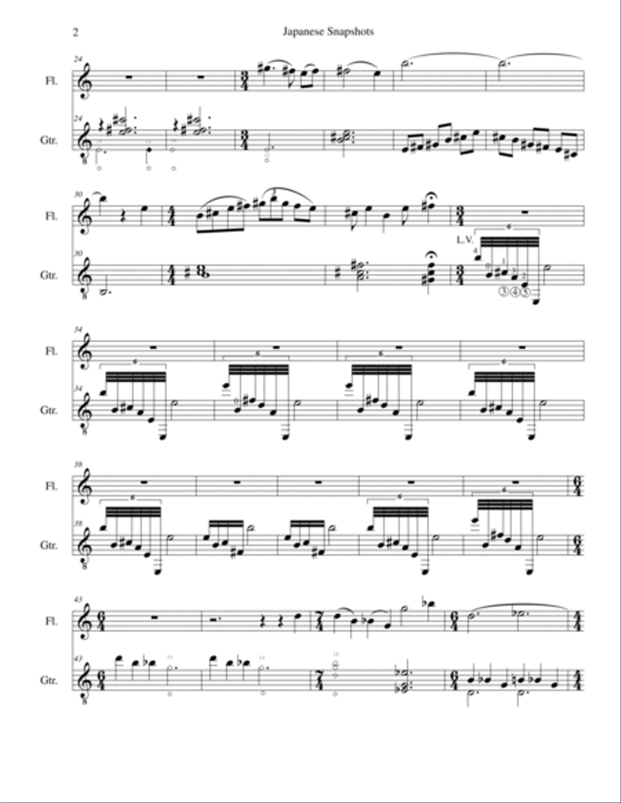 Japanese Snapshots for flute and guitar Flute scores gallery preview page 2
