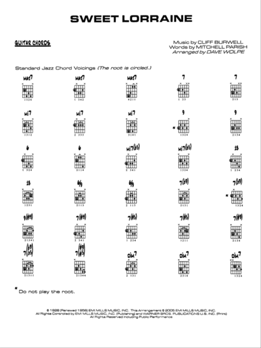 Sweet Lorraine Guitar Chords by Dave Wolpe Jazz Ensemble