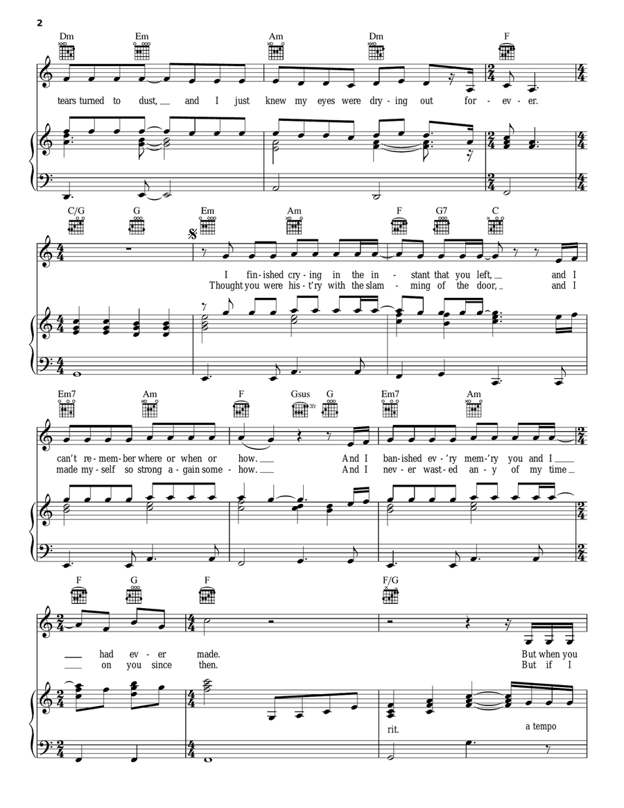 It's All Coming Back To Me Now Piano, Vocal, Guitar scores gallery preview page 2