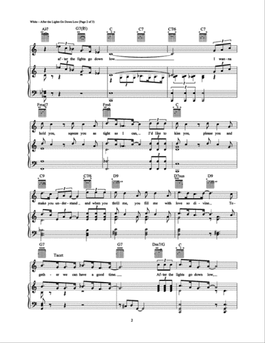 After the Lights Go Down Low Piano, Vocal, Guitar scores gallery preview page 2