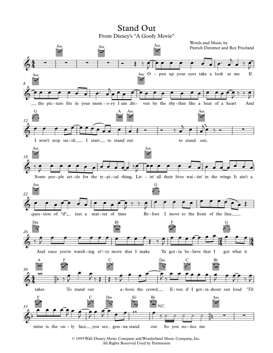 Stand Out Stand Out Piano scores gallery preview page 1