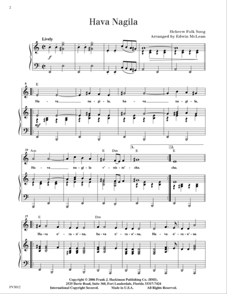 Hava Nagila Piano, Vocal scores gallery preview page 2