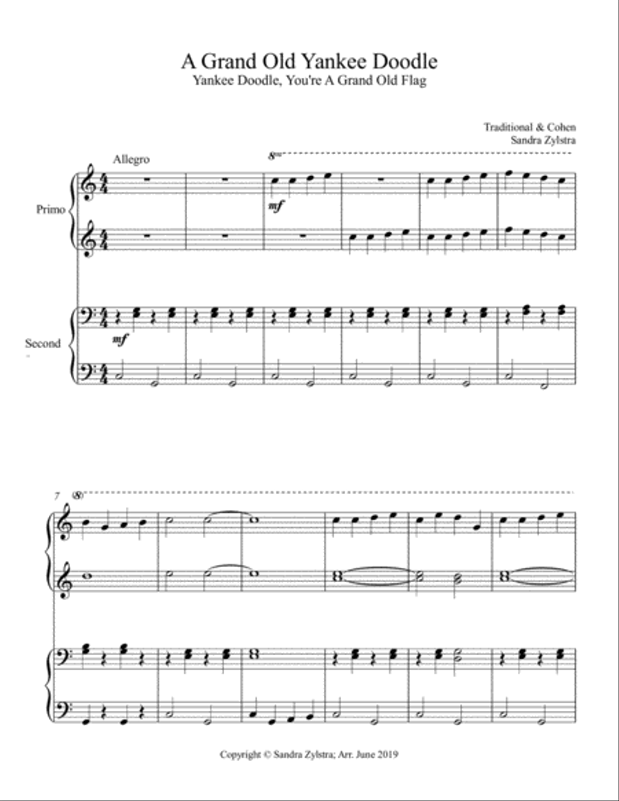 A Grand Old Yankee Doodle (1 piano, 4 hands duet) 1 Piano, 4-Hands scores gallery preview page 2