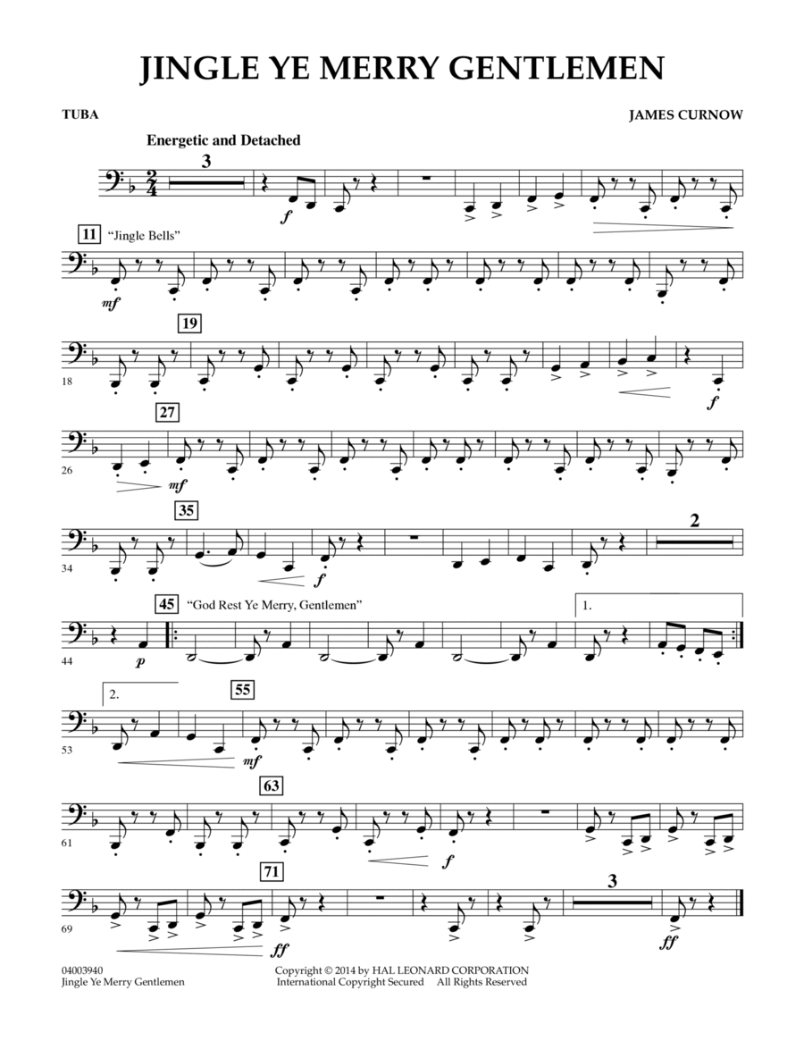 Jingle Ye Merry Gentlemen - Tuba Concert Band scores gallery preview page 1