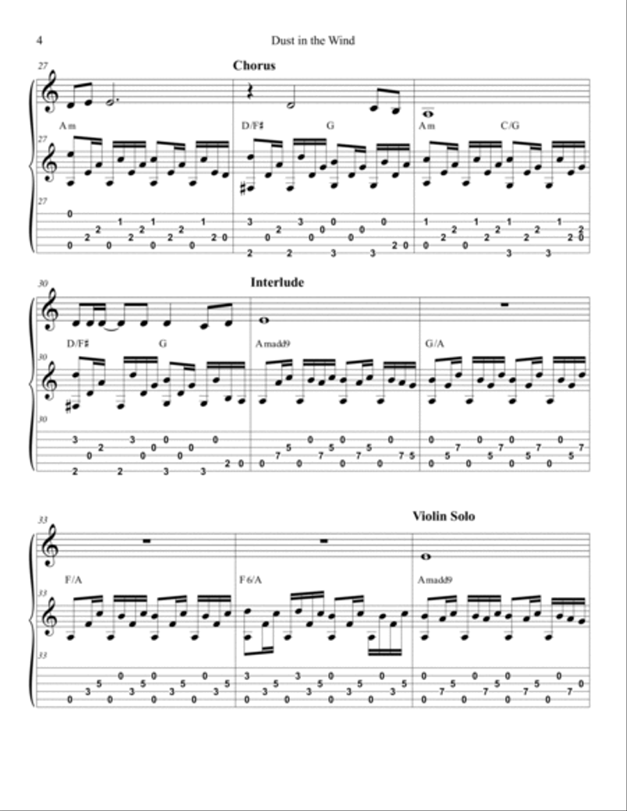 Dust In The Wind Score and Parts scores gallery preview page 5