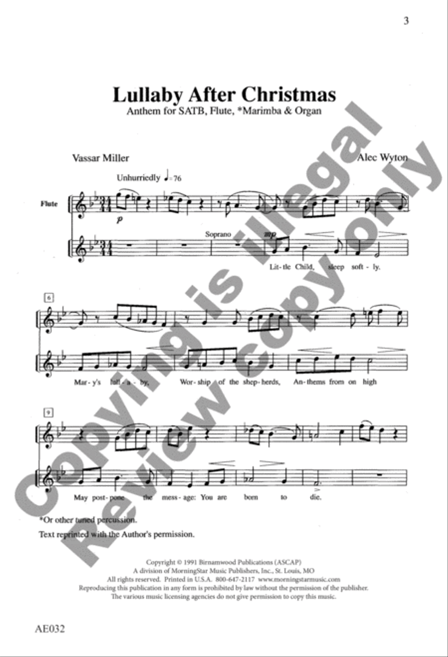 Lullaby After Christmas 4-Part scores gallery preview page 3