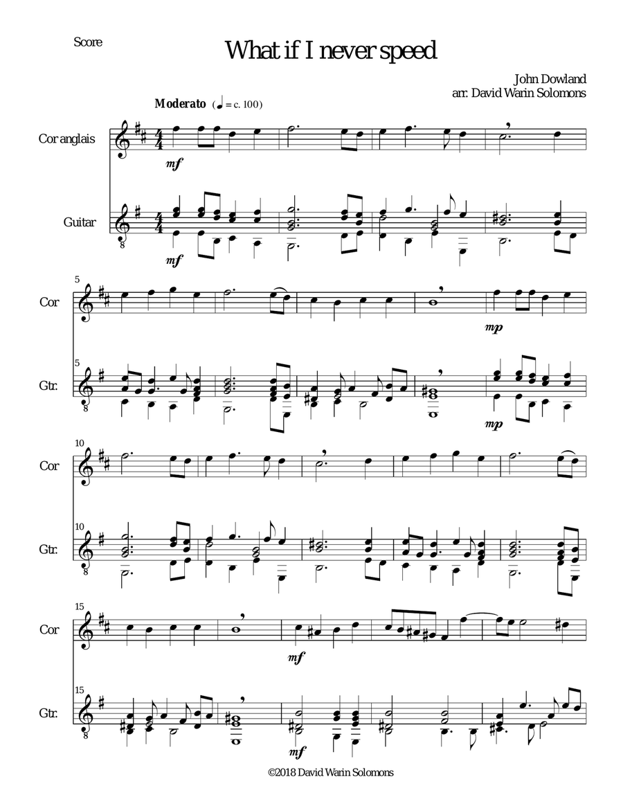 What if I never speed for cor anglais and guitar English Horn scores gallery preview page 1