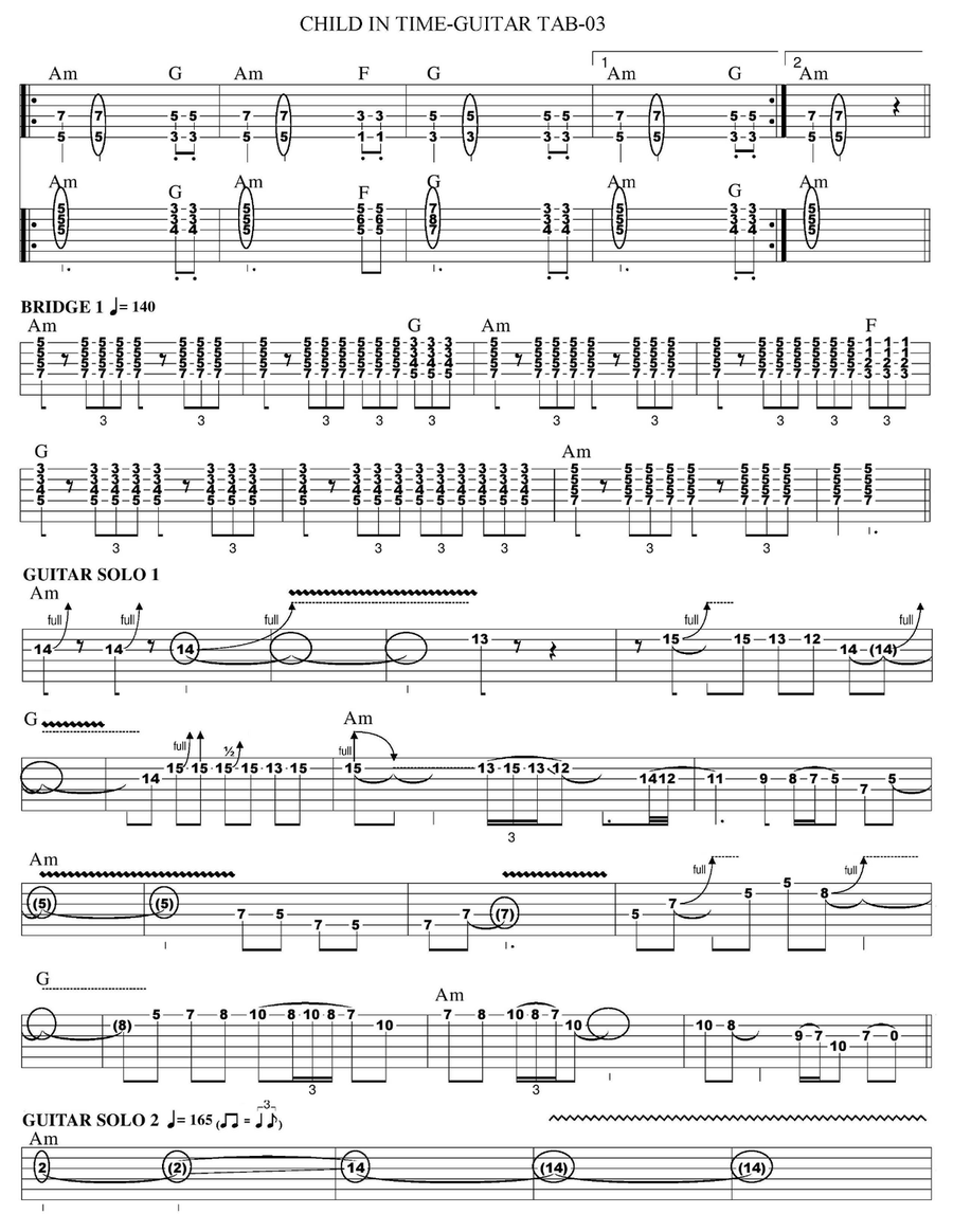 Child In Time Guitar Tablature scores gallery preview page 3