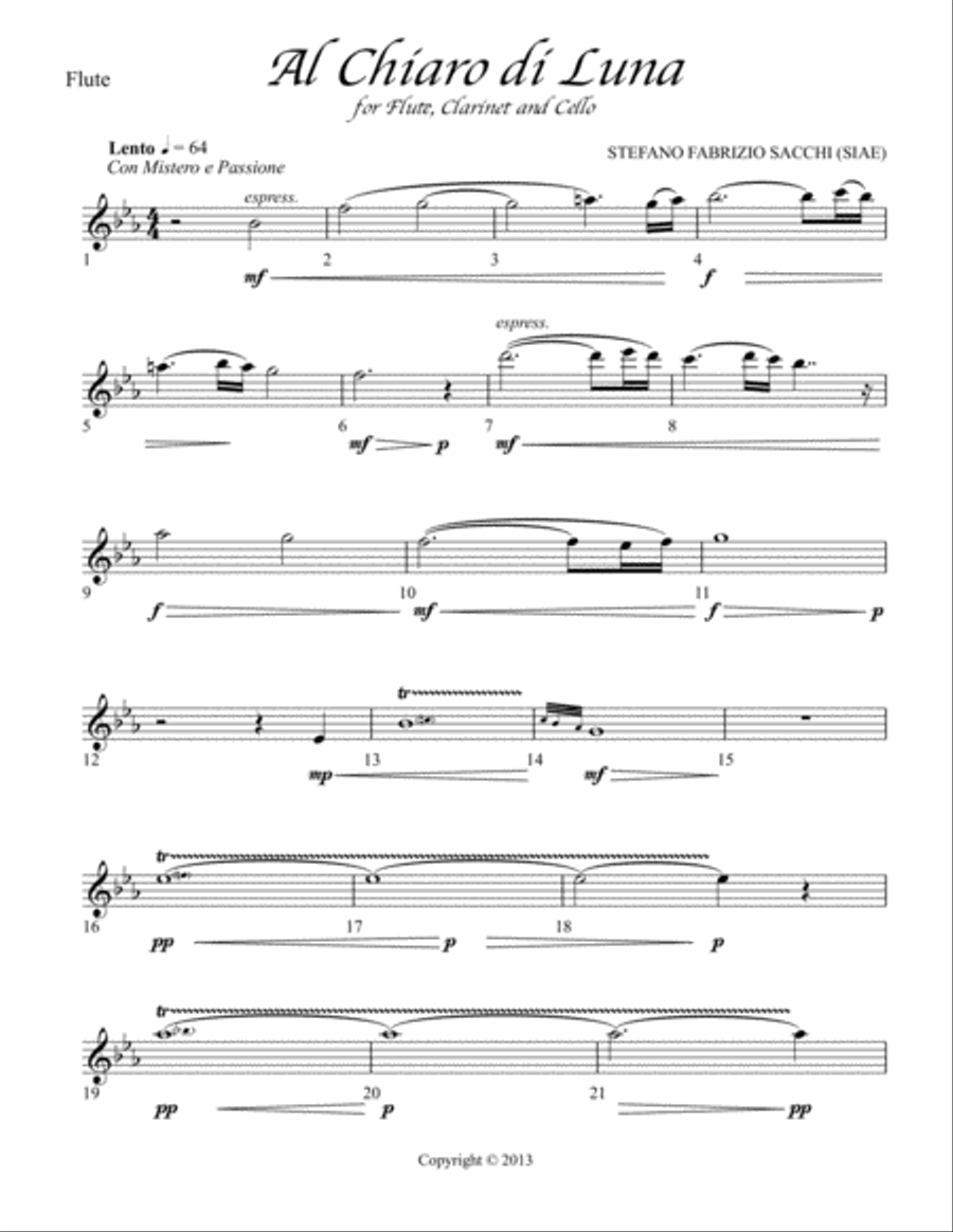 Al Chiaro di Luna (Moonlight) - Trio Small Ensemble scores gallery preview page 3