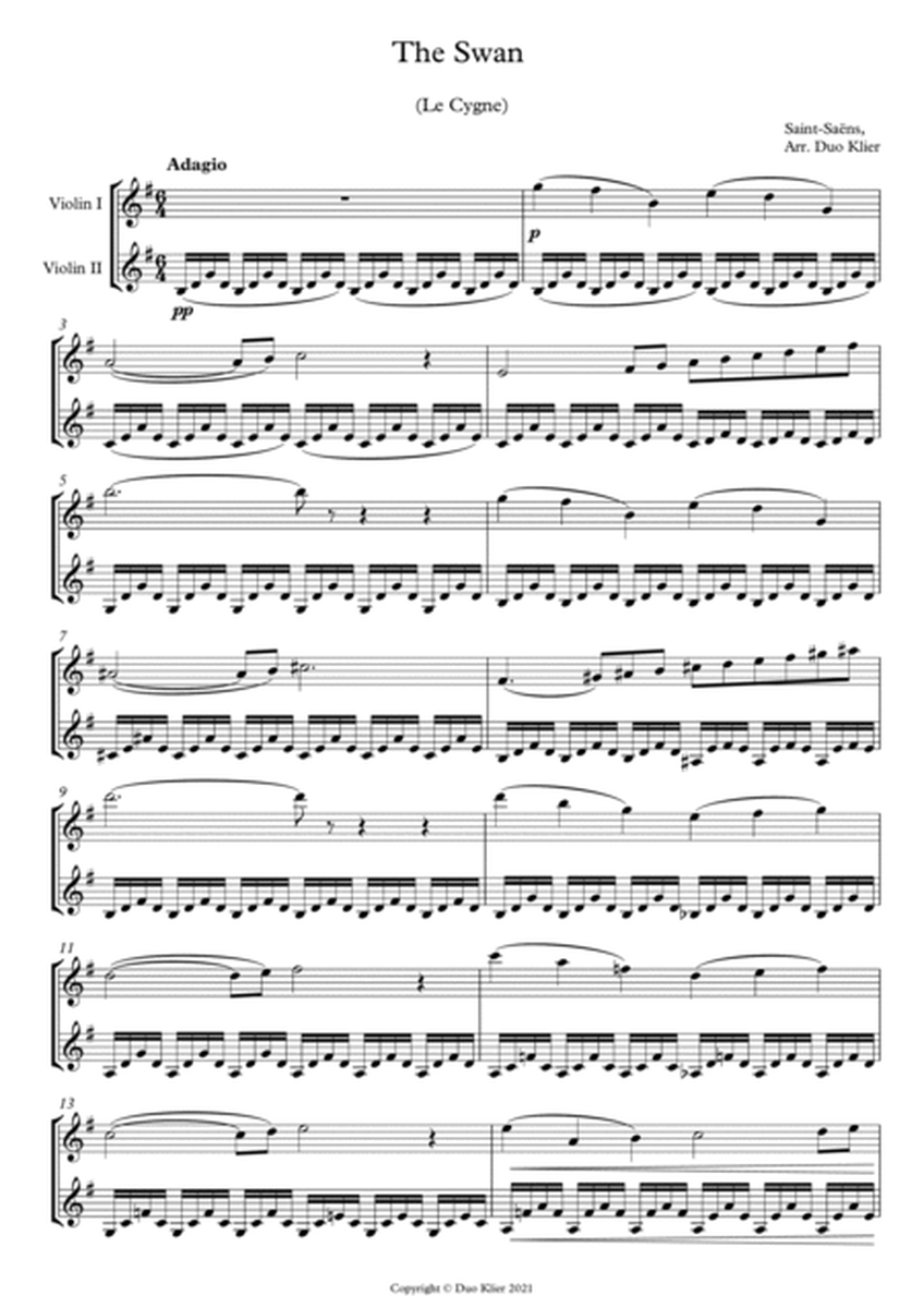 Saint-Saëns - The Swan (Violin Duet)