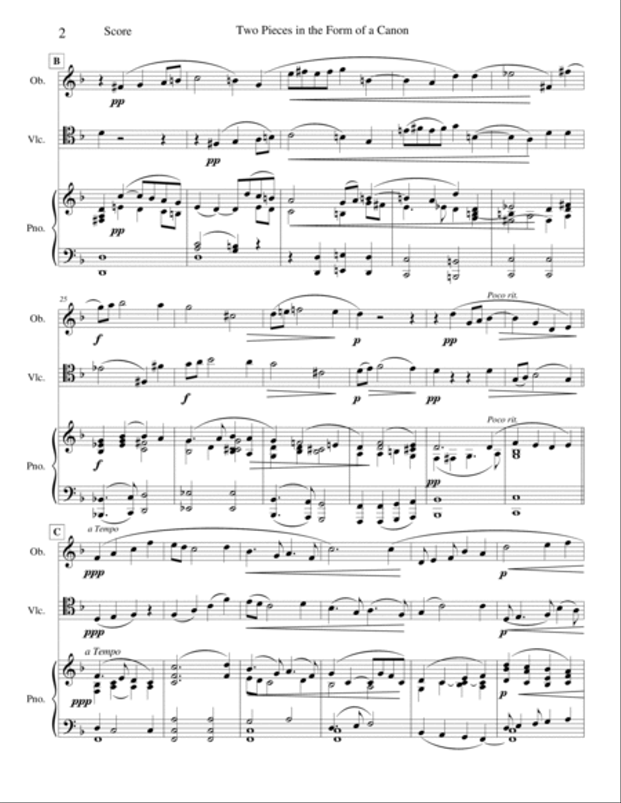Two Pieces in the Form of a Canon Oboe scores gallery preview page 2