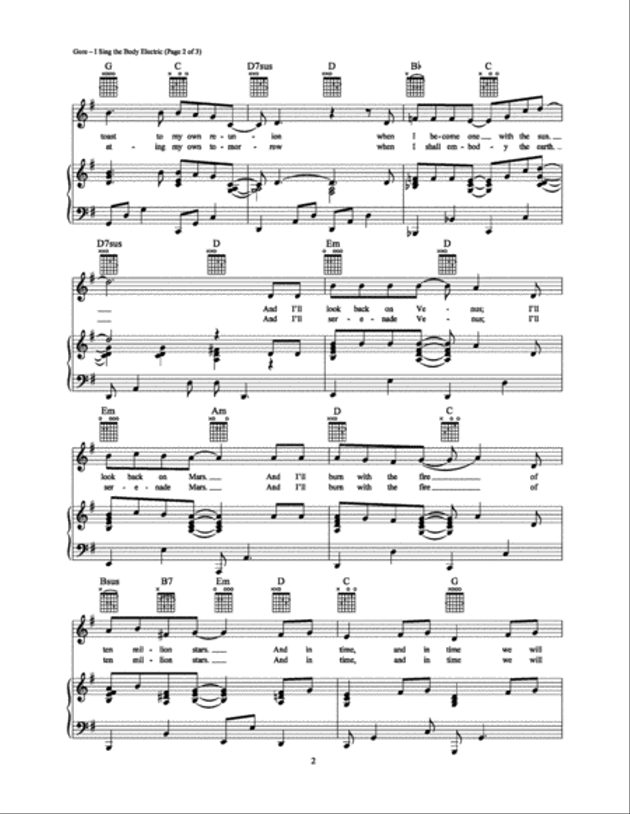 I Sing the Body Electric I Sing the Body Electric Piano, Vocal, Guitar scores gallery preview page 2