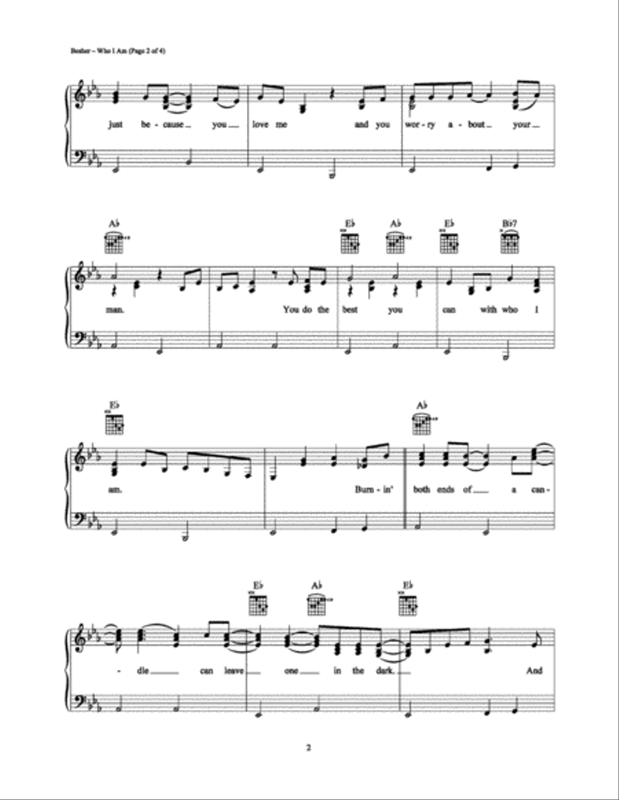 Who I Am Piano, Vocal, Guitar scores gallery preview page 2